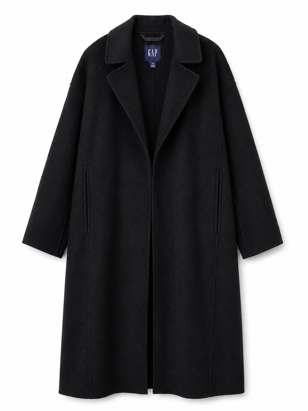 GAP Black Long Wool-blend Coat